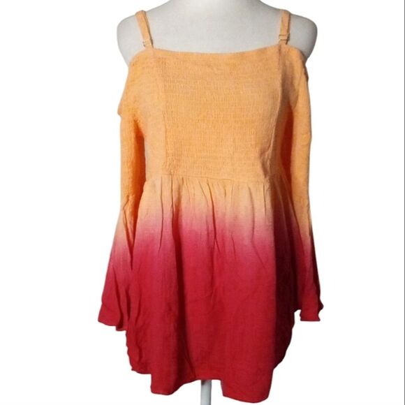 Torrid Rayon Smocked Bright Ombre Blouse Top Size 1X - Picture 5 of 11